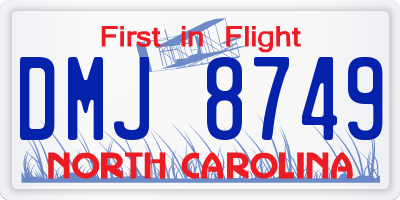 NC license plate DMJ8749