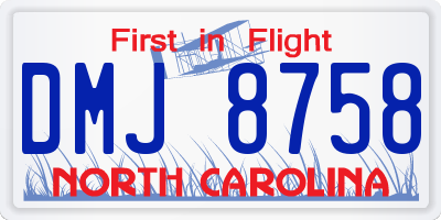 NC license plate DMJ8758