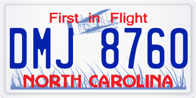 NC license plate DMJ8760