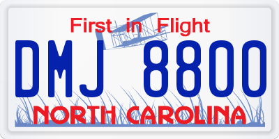 NC license plate DMJ8800