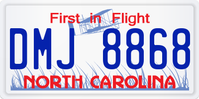 NC license plate DMJ8868