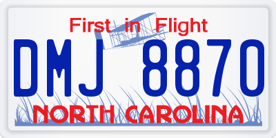 NC license plate DMJ8870