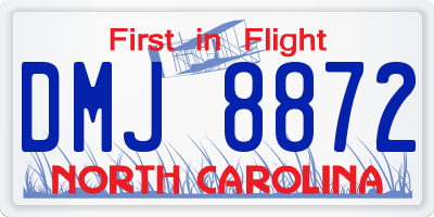 NC license plate DMJ8872