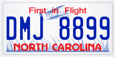 NC license plate DMJ8899