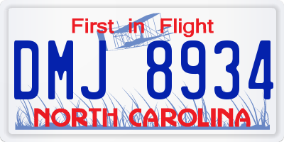 NC license plate DMJ8934