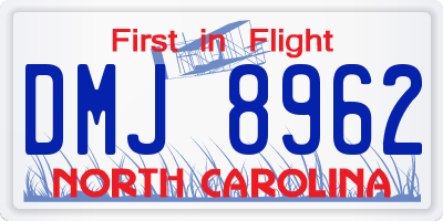 NC license plate DMJ8962