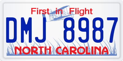 NC license plate DMJ8987