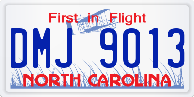 NC license plate DMJ9013