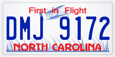 NC license plate DMJ9172