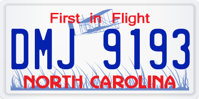 NC license plate DMJ9193