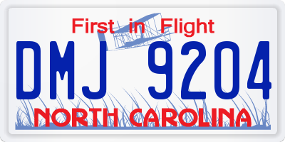 NC license plate DMJ9204