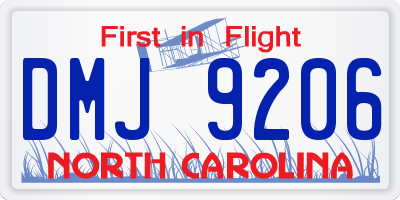 NC license plate DMJ9206
