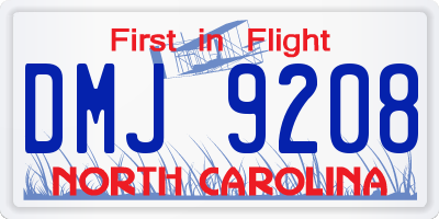 NC license plate DMJ9208
