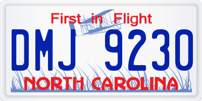 NC license plate DMJ9230
