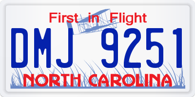 NC license plate DMJ9251