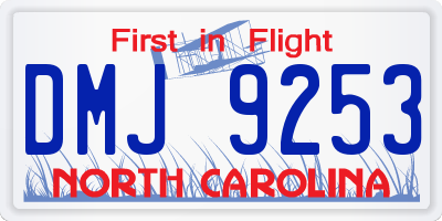 NC license plate DMJ9253