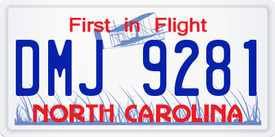 NC license plate DMJ9281