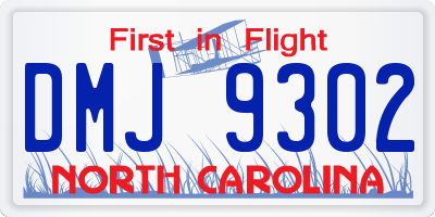 NC license plate DMJ9302