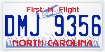 NC license plate DMJ9356