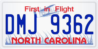 NC license plate DMJ9362