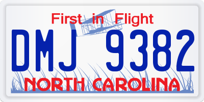 NC license plate DMJ9382