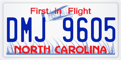 NC license plate DMJ9605