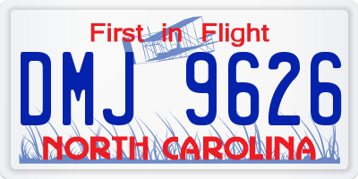 NC license plate DMJ9626