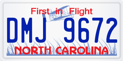 NC license plate DMJ9672