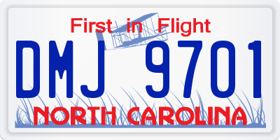 NC license plate DMJ9701