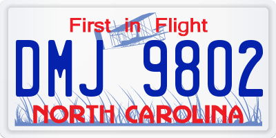 NC license plate DMJ9802