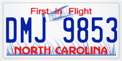 NC license plate DMJ9853