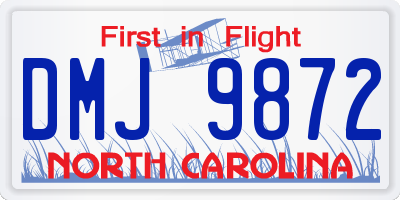 NC license plate DMJ9872