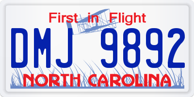NC license plate DMJ9892