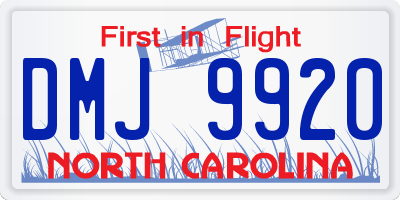 NC license plate DMJ9920