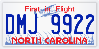NC license plate DMJ9922