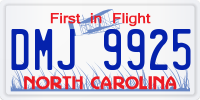 NC license plate DMJ9925