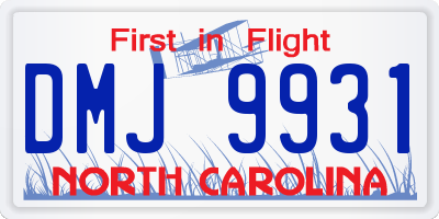 NC license plate DMJ9931
