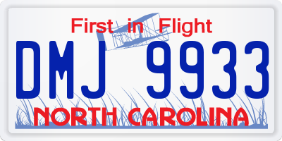 NC license plate DMJ9933