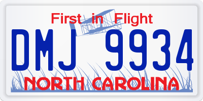 NC license plate DMJ9934