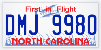 NC license plate DMJ9980