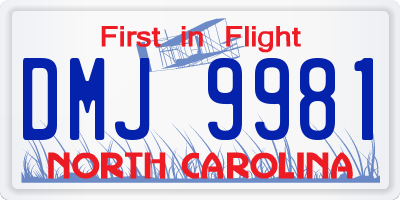 NC license plate DMJ9981