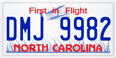 NC license plate DMJ9982