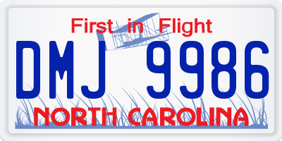 NC license plate DMJ9986