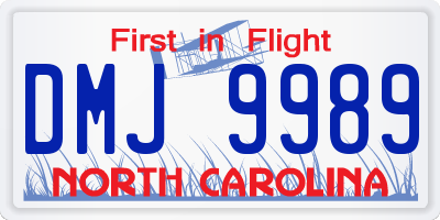 NC license plate DMJ9989
