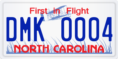 NC license plate DMK0004