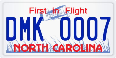 NC license plate DMK0007