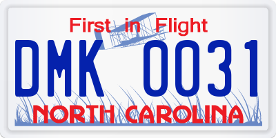 NC license plate DMK0031
