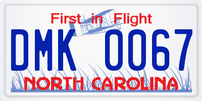 NC license plate DMK0067