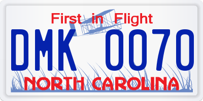 NC license plate DMK0070