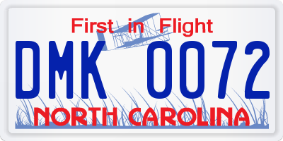 NC license plate DMK0072